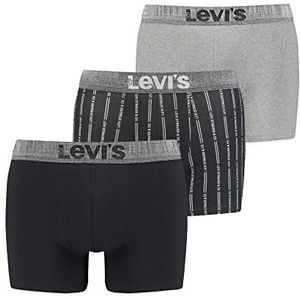 Levi's Heren Stripes Logo Heren Briefs Giftbox Boxer Shorts, zwart/grijs., S
