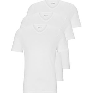 BOSS Heren 3-pack V-hals jersey T-shirts onderhemd, wit/weelderige tuin, klein (verpakking van 3), wit, S