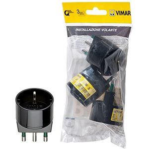 Vimar FP00303 eenvoudige adapter SICURY 250 V ~ 3 stuks, grote stekker 2P+T 16A standaard IT type S17, stopcontact 2P+T 16A standaard IT type P30