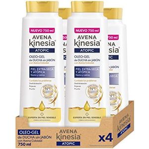 Avena Kinesia Douchegel zonder zeep voor extra droge en topische huid, formule met 100% natuurlijke haverolie, 4 x 750 ml