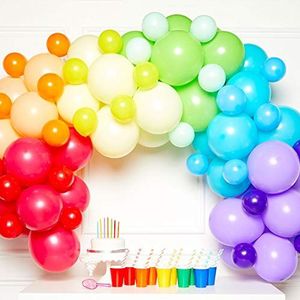 Amscan 9907432 - DIY ballonslinger, regenboog, 78 ballonnen van latex, kleurrijk, voor verjaardag, carnaval, kinderfeest, decoratie