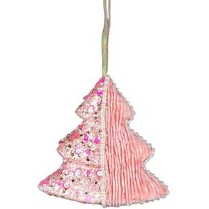 Baby roze kerstboom 12cm - kerstboom opknoping decoraties feestelijke decoratieve ornamenten sprookje thema kerstboom hanger