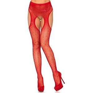 Leg Avenue womens Fishnet Suspender Pantyhose Hosiery, Red Shimmer, 1X US