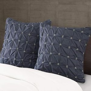 INK+IVY Europese vierkante decoratieve kussensloop, verborgen ritssluiting (kussen NIET inbegrepen), katoen, strik marineblauw, x 26 inch