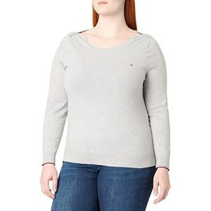 Tommy Hilfiger Dames CRV Boothals Trui Ls Truien, lichtgrijs Hei, 72 NL