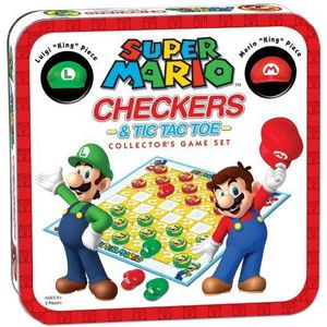 De OP USAopoly - Super Mario Checkers & Tic-Tac-Toe - Collector's Edition - Dammen & Boter, kaas en eieren bordspel met Super Mario Bros. Mario & Luigi - Vanaf 6 jaar - Voor 2 spelers - Engels