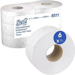 Scott Essential Jumbo Toiletrol 8511 - Jumbo Roll Toiletpapier - 6 Rolls x 380m 2 Laags Toiletpapier (2.280m totaal)