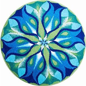 Grund Badmat STILLES LICHT, Ultrazacht en absorberend, Mandala rond, Blauw groen, 80 cm