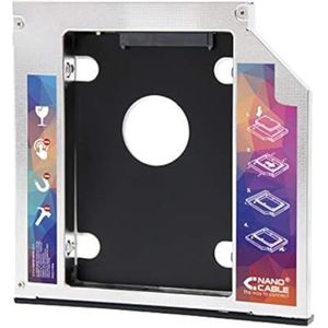 Monkey Ladder Adapter voor 7,0 mm harde schijf naar 9,5 mm optisch station (accessoires voor het installeren van een tweede harde schijf of SSD op een notebook), zwart/zilver