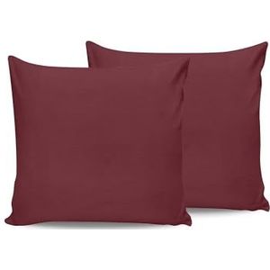Premium Maroon Kussensloopset (2 stuks), 80 x 80 cm, 100% katoen Ranforce, 155 draadtelling, envelopsluiting, machinewasbaar op 30 °C