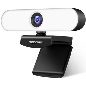 Full HD 1080P webcam, pc-webcam met ruisonderdrukkende microfoon voor videogesprekken, computerwebcam met licht, webcam voor online telefonie/conferentie, zoom/skype/Facetime/YouTube, 36 maanden