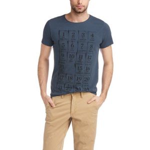 ESPRIT Heren T-Shirt Vintage, effen, blauw (Stormy Sky)., M