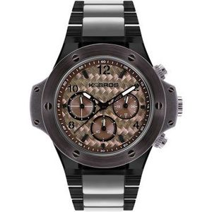 K&Bros Herenhorloge chronograaf kwarts met armband van roestvrij staal 9527-3-875