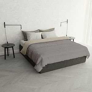 Italian Bed Linen Oslo Tweekleurig winterdonzen dekbed, zandkleurig/crème, voor tweepersoonsbed