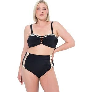 Ulla Popken Dames grote maten grote maten plus size bikini Tina, twist en applicatie, zwart, 42