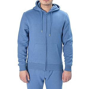 M17 Heren Heren Hoodie Full Zip Casual Capuchon Sweatshirt Hoody Top Jumper Classic Plain Jacket Long Sleeve met Pocket (M, Denim), denim blue, S