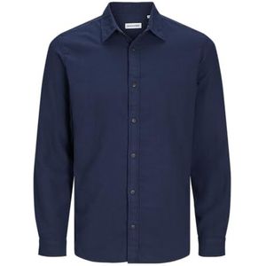 JACK&JONES PLUS Heren Jjjoshua Fall Flannel Shirt Ls Pls Vrijetijdshemd, Navy Blazer/Detail: solid, 5XL