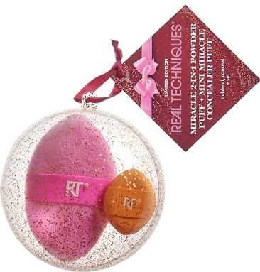 Real Techniques - Miracle 2-in-1 Powder Puff & Mini Miracle Concealer Puff Set - Makeup Tools - Dual-Sided