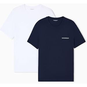 Man's ECO Viscose 2-Pack T-shirt met ronde hals Blauw S getailleerde pasvorm, Blauw, S