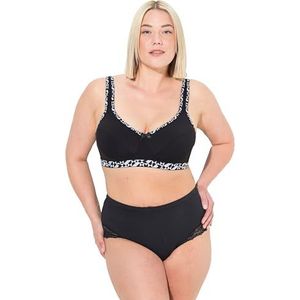 Ulla Popken, dames, grote maten, soft-beha, draadloos, katoen, zwart, 95C