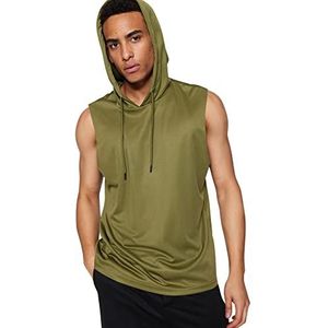 Trendyol Man Sportswear Regular fit Basic Hood Knit Singlet, Khaki, XL, Kaki, XL