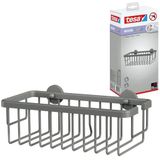 tesa MOON GREY Doucherek voor wandmontage zonder boren, mat grijs - éénlaags en extra diep - voor badkamers in industriële en moderne stijl - met kleefoplossing - 92 mm x 250 mm x 125 mm