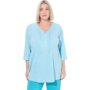 Ulla Popken - Tuniek - Hemelsblauw/Wit - Gestreept - Driekwart Mouw