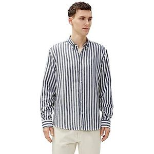 Koton Basic T-shirt voor heren, klassieke hals, lange mouwen, buttoned, 7s0 (Navy Stripe), M