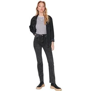 Trendyol Vrouwen Hoge Taille Rechte Pijpen Flare Jeans, Antraciet, 68