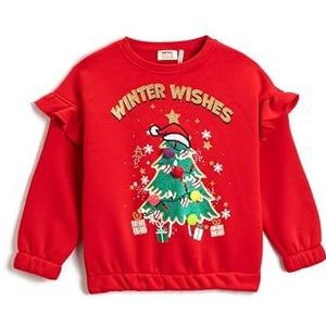 Koton Sweatshirt voor meisjes, met opdruk ""Ruffled Sweater"", rood (416), 7-8 Jahre