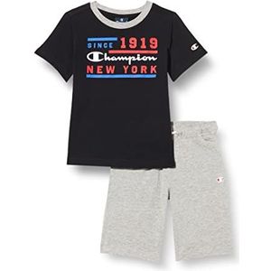 Champion Legacy Graphic Shop S/S T-shirt & Long Shorts voor kinderen en jongeren, (zwart/grijs gemêleerd licht), 3-4 Jaar