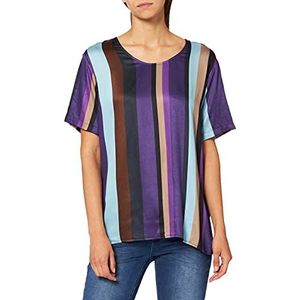 Seidensticker Shirtblouse voor dames, korte mouwen, moderne pasvorm, gestreept, 100% viscose blouse, lila, 34