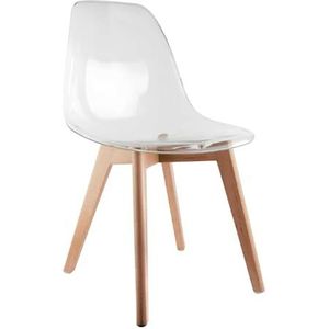 HOME DECO FACTORY, HD30871, set van 2 Scandinavische transparante stoelen, meubilair, zitting, tafelfauteuil, 45x83,6x52,3 cm, zithoogte 46,4 cm, transparant wit