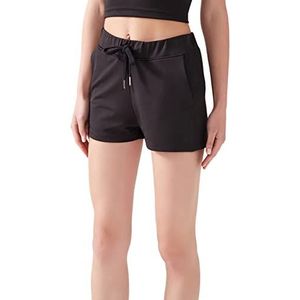 LOS OJOS Sportbroek voor dames, kort, work-outshorts voor vrouwen, shorts met zakken voor yoga, wandelen, hardlopen en casual dressing, zwart, S