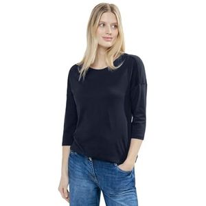 Cecil Dames Rib Shoulder T-shirt, Universeel blauw, L