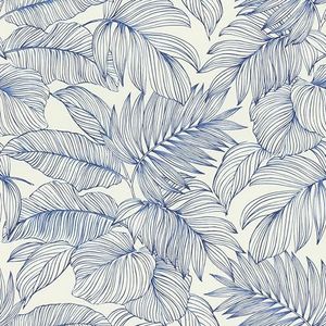 Rasch Behang 865110 - Vliesbehang met verschillende bladeren in blauw uit de collectie Symphony - 10,05 m x 0,53 m (LxB)