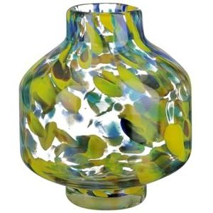 GILDE Decoratieve vaas bloemenvaas glazen vaas - cadeau voor vrouwen verjaardagscadeau - decoratie lente Pasen - kleur: transparant geel groen blauw hoogte 16 cm