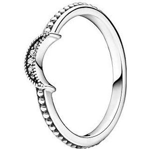 Pandora Passions Sparkling Crescent moon Ring van sterlingzilver met halve maan, heldere zirkoniasteentjes, 60