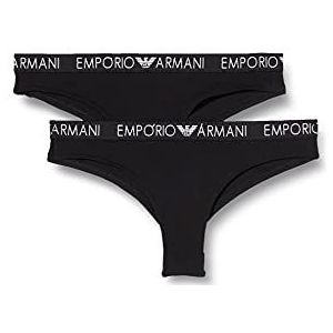 Emporio Armani Dames Bi-Pack Braziliaanse Brief Iconic Cotton Ondergoed, zwart/zwart, XS