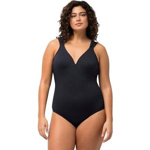 Ulla Popken Dames Leo-Jacquard, softcups, diepe rug badpak, marineblauw, 48