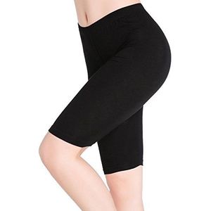 CnlanRow Vrouwen Onder Rok Shorts Knielengte Leggings Zachte Stretch Korte Broek Fitness, Zwart, S