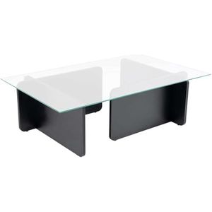 Hanah Home Stijlvolle koffietafel, zwart houten afwerking, 105 x 30 x 65 cm, 100% getemperd glas, 18 mm dik melamine gecoat frame, modern en elegant design