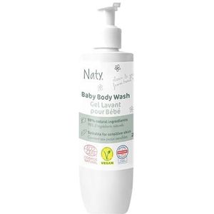 Naty Baby Body Wash 240ml – Natuurlijke oorsprong, zonder tranen, geurvrij, SLS/SLES-vrij, dermatologisch getest, vegan, COSMOS Natural gecertificeerd, voor gevoelige huid, gerecycleerde pompflacon