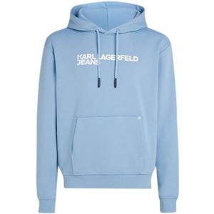 Karl Lagerfeld Jeans, Heren, Essentail Logo Hoddie, Regular Fit, Blauw, XS