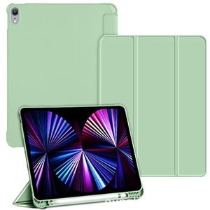 Compatibel met iPad (10,2 inch) tabletbeschermhoes, Y-vormige vouwtas met pensleuf, acrylmateriaal, matcha groen