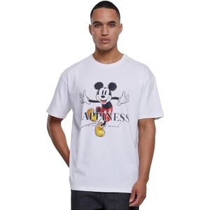 Mister Tee Upscale Uniseks T-shirt Disney 100 Mickey Happiness Oversized Tee, uniseks T-shirt met opdruk, oversized fit, wit, XS