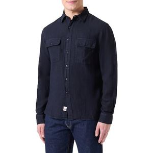 Replay - Chemise - Blauw Marine - Linnen - Heren - 3XL