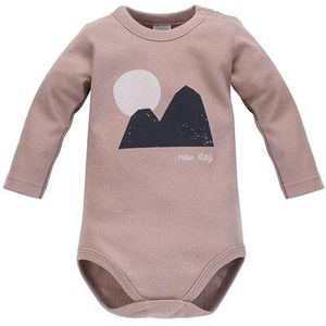 Pinokio Bodysuit met lange mouwen Dreamer, 100% katoen, bejge met Mountain Theme, Boys 62-92 (74), bejge mountain, 74 cm