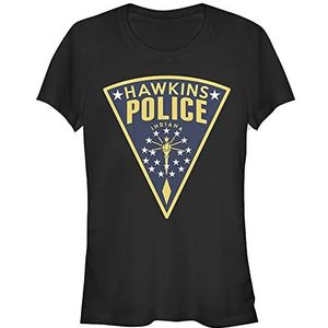 Stranger Things Vrouwen Hawkins Police Seal Short Sleeve T-Shirt, Zwart, XL, zwart, XL