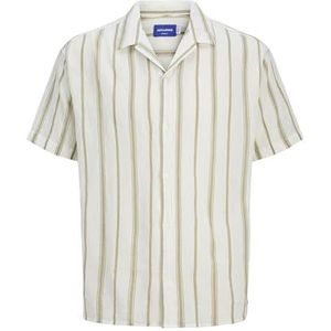 Jack & Jones - Overhemd - Kaki/Wit - Regular Fit - Katoen - Gestreept